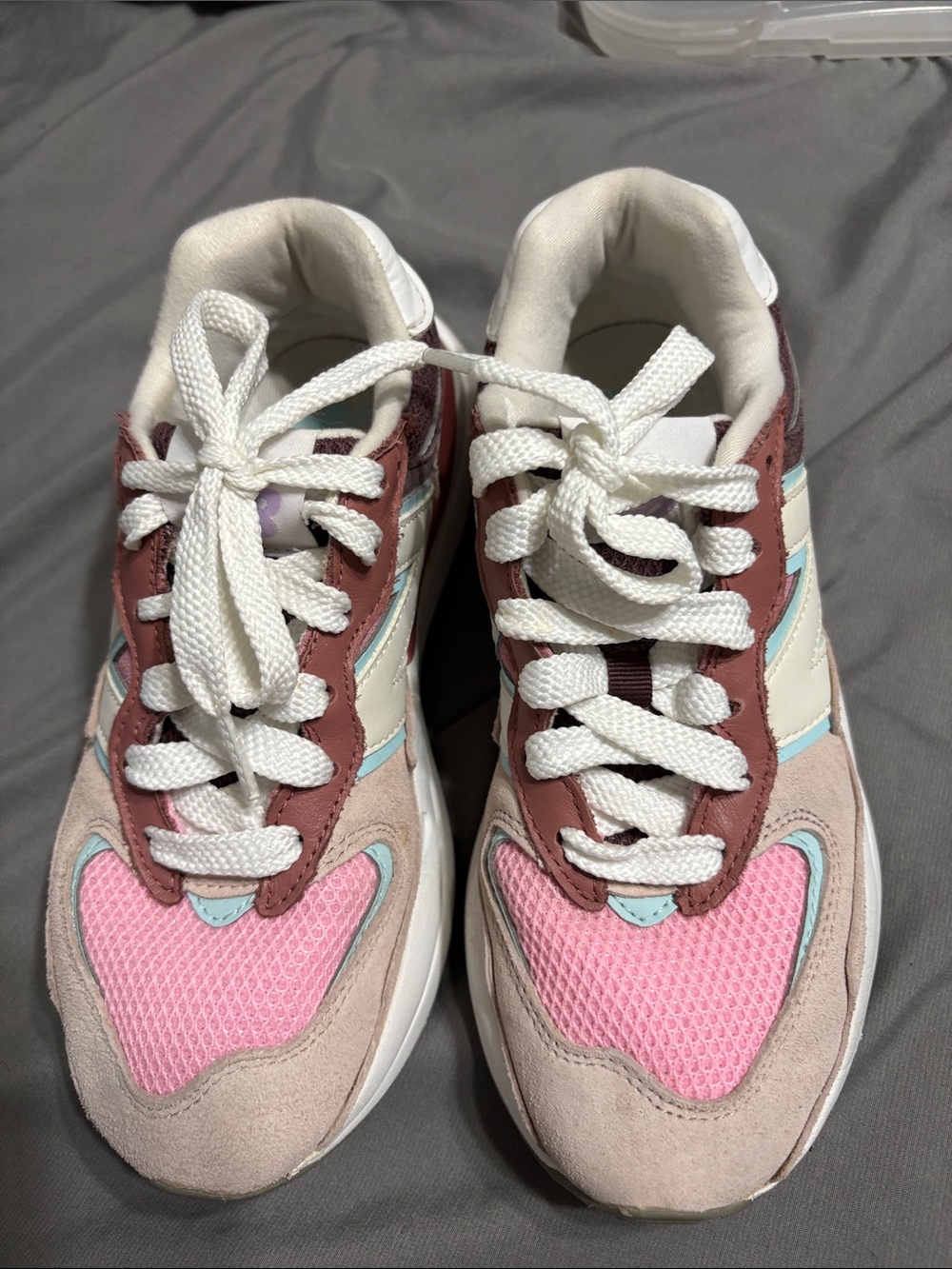 New Balance 57/40 Women's Pink Cream and Brown Retro Sneakers